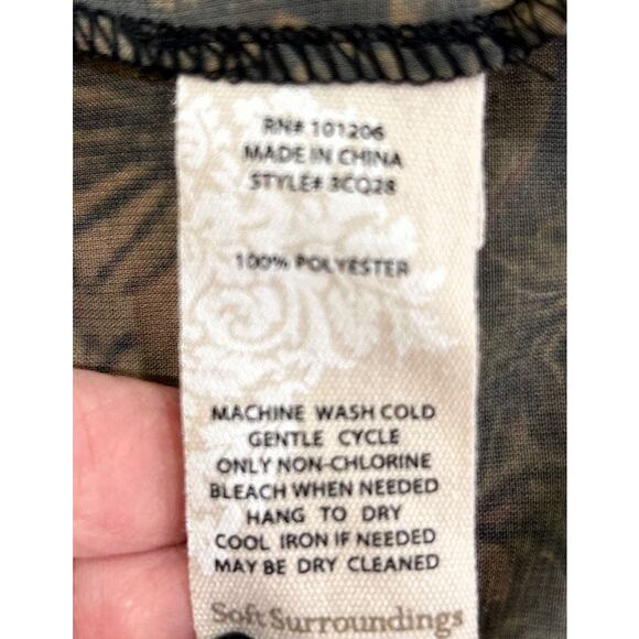 Soft Surroundings Kimono Cardigan Red Patchwork Black Trim Womens Petite Large - Picture 7 of 7